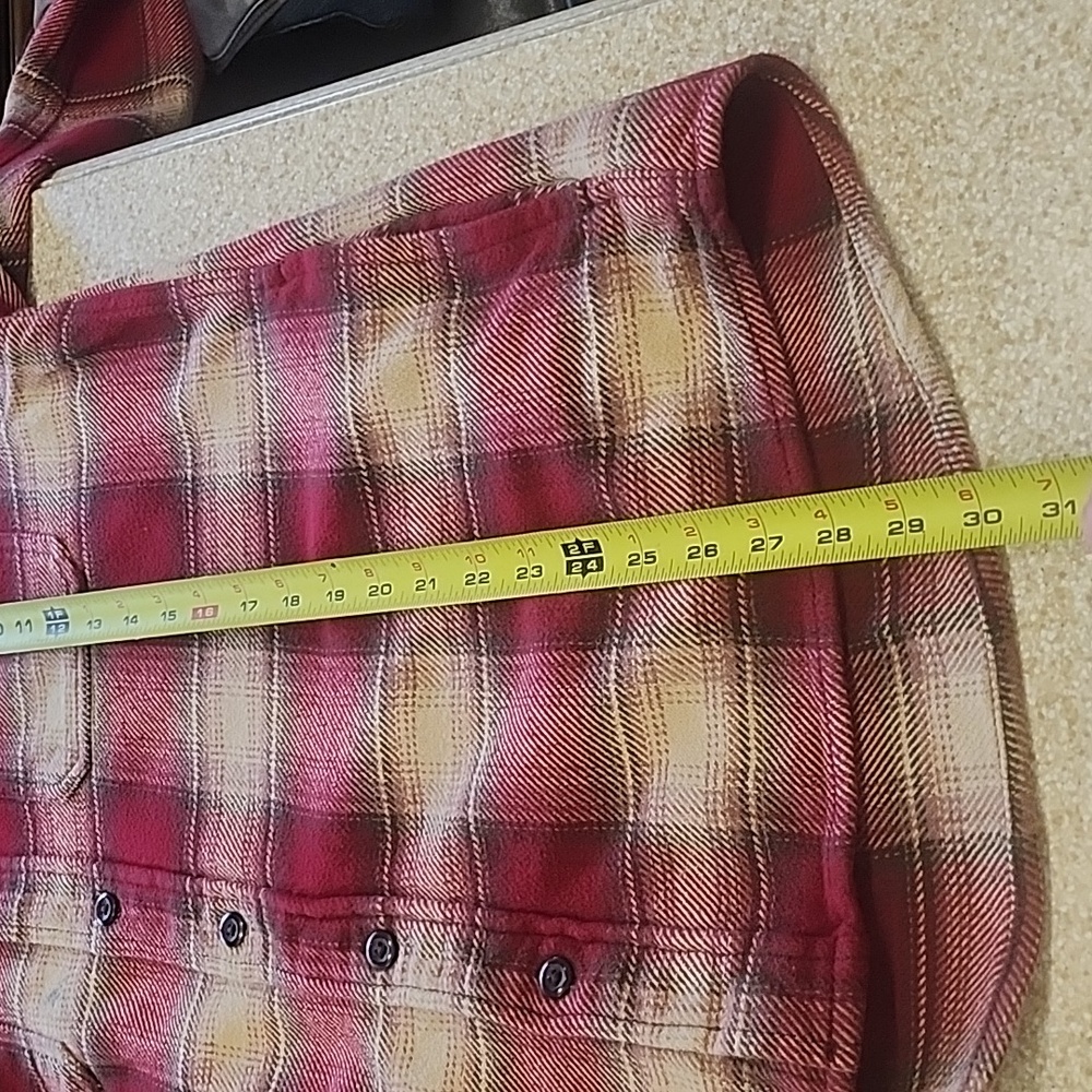 Orvis Men's Heavy Red/ Tan Plaid Flannel Button Down Shirt Size M - Picture 6 of 11